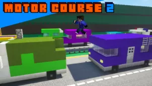 Motor Course 2 Map 1.16.5 → 1.13.2 (Highway Havoc: Parkour on Moving Cars)